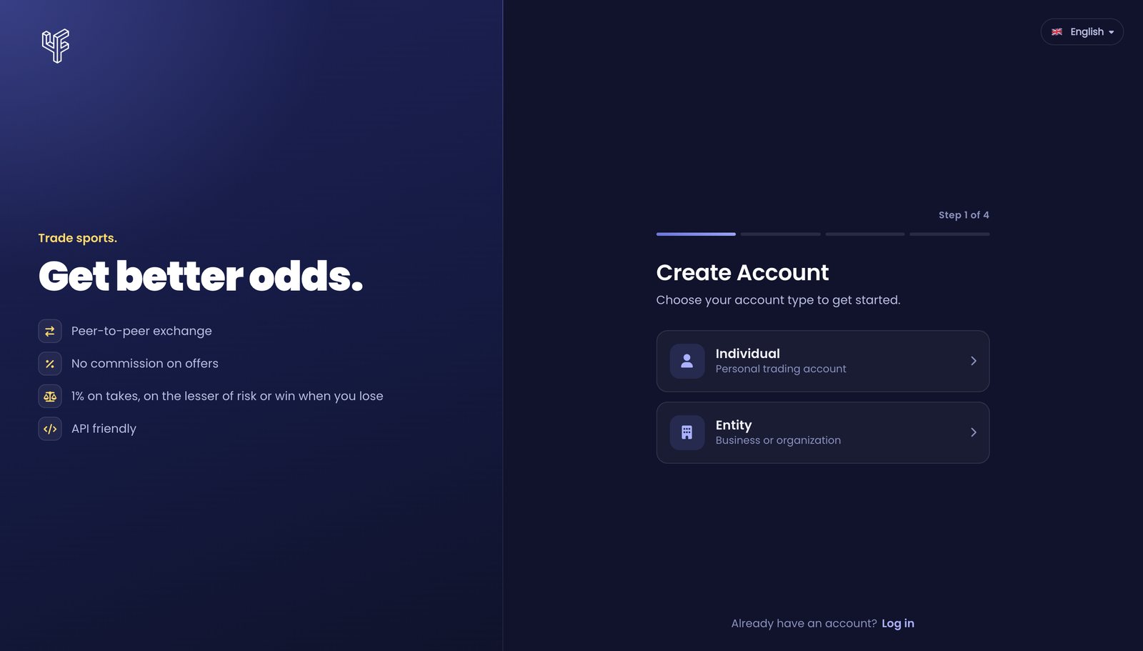 The 4casters sign-up page: Trade sports. Get better odds.